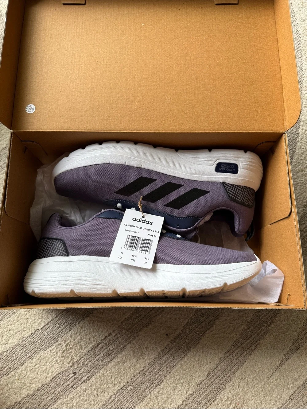 adidas Purple Athletic Running Shoes with Black Stripes